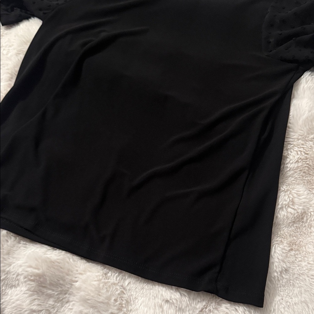CeCe Black Blouse with Sheer Sleeves - Picture 5 of 6